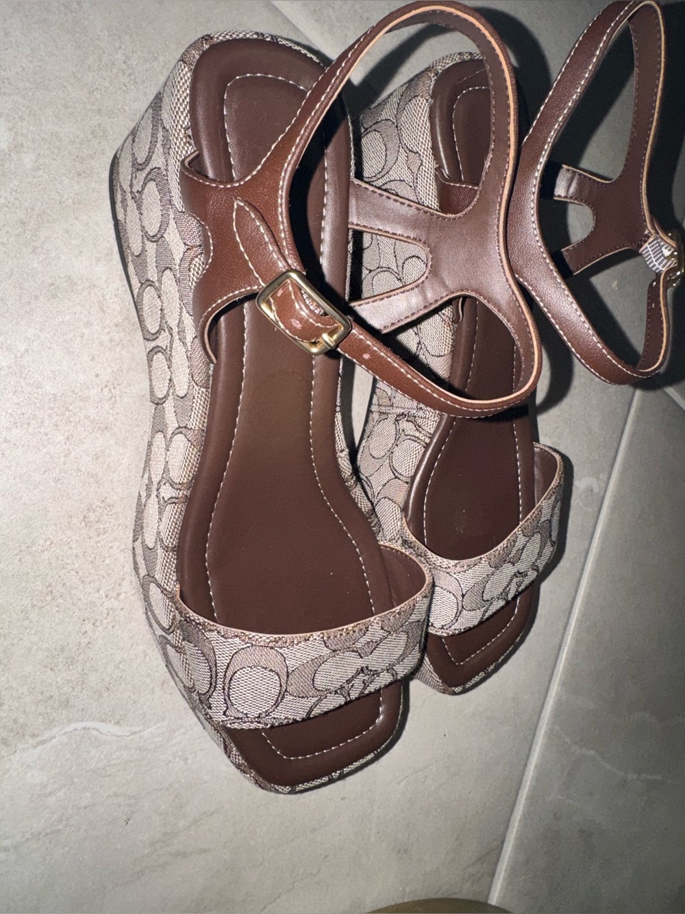 Coach Gale Wedge Sandal In Signature Jacquard 129 CHF NWOB - Picture 9 of 12